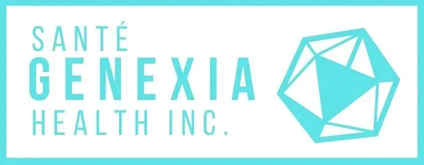 A blue and white logo for the company alexia health inc.