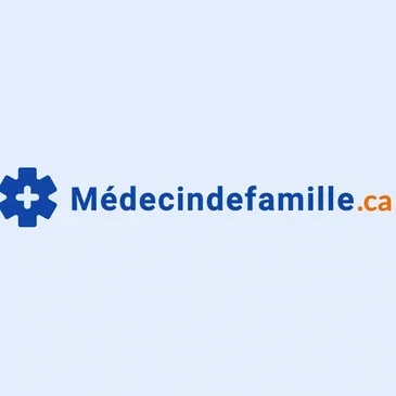 A blue and orange logo for medecin de famille.